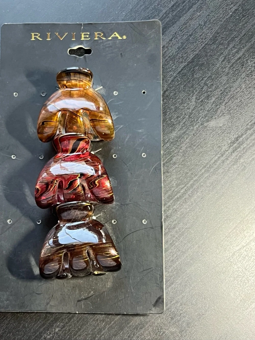 Riviera Marbled Brown and Red Hair Claw Clip Set